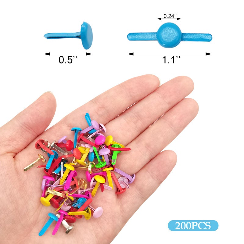 Quacc 200pcs Multicolor Split Pins Round Scrapbooking Brads Split Pins Paper Fasteners Brads for Craft Art Crafting School Project Decorative Scrapbooking DIY Supplies (0.24 x 0.5Inch) - Image 2
